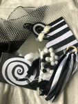 Black & White Sensory Bundle Box Ribbon Ring Scarf Card Handmade Baby Gift
