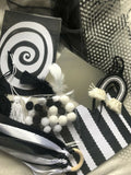 Black & White Sensory Bundle Box Ribbon Ring Scarf Card Handmade Baby Gift