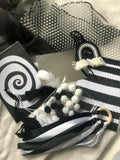 Black & White Sensory Bundle Box Ribbon Ring Scarf Card Handmade Baby Gift