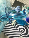Blue Sensory Bundle Box Ribbon Ring Scarf Cards Handmade Baby Boy Gift